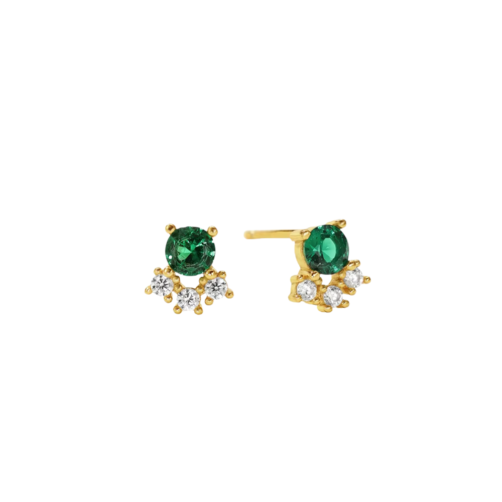Emerald Cluster Studs Gold