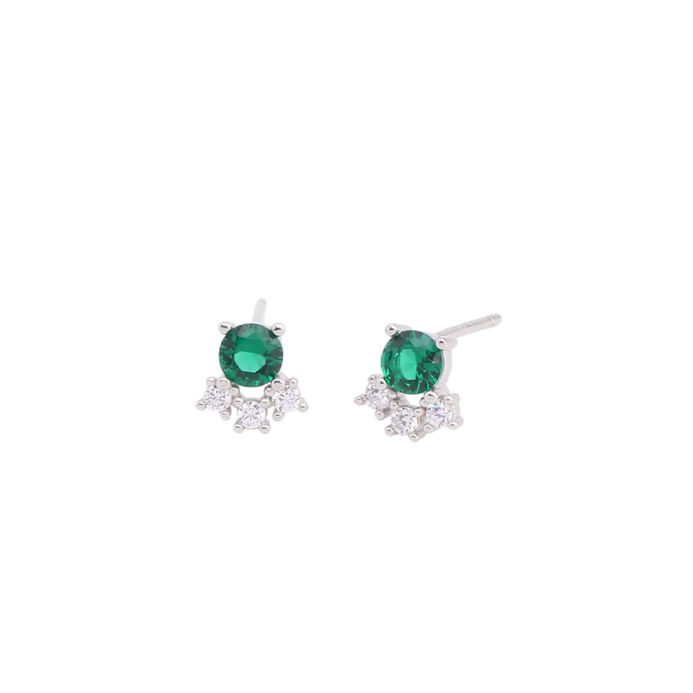 Emerald Cluster Studs Silver